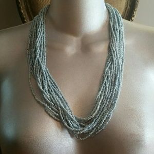 Baby Blue Long Glass Bead Necklace